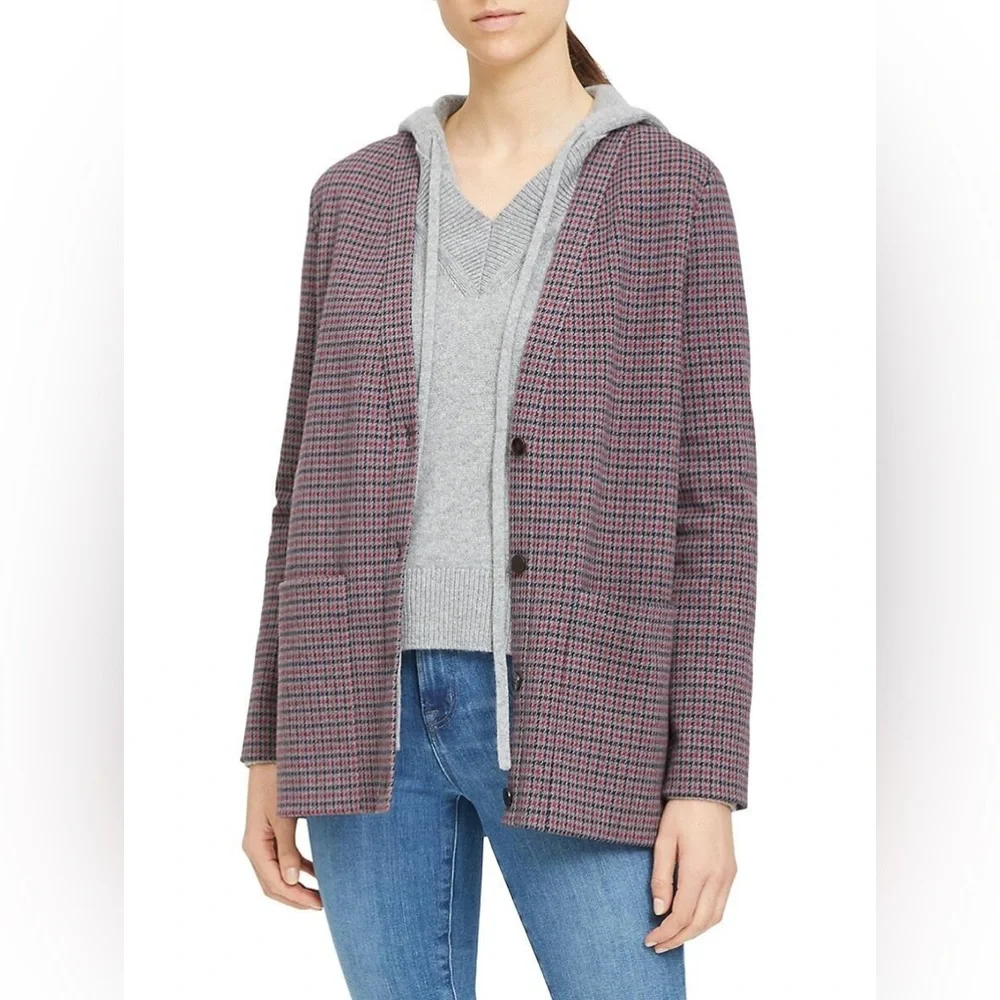 NWT Theory Collin Houdstooth Knit Cardigan